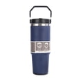 thumbnail image 1 of Botella de agua de acero inoxidable de 890 ml para bebidas frías y calientes, taza de café con aislamiento al vacío versátil de 9,2 pulgadas de alto Azul oscuro, 1 of 8