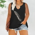 thumbnail image 2 of WXLWZYWL Womens Summer Tops Trendy Printed V Neck Sleeveless Tee Shirts Casual Tee Black, 2 of 6