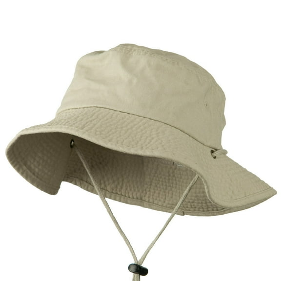 Big Size Washed Bucket Hat with Chin Cord - Putty 2XL-3XL