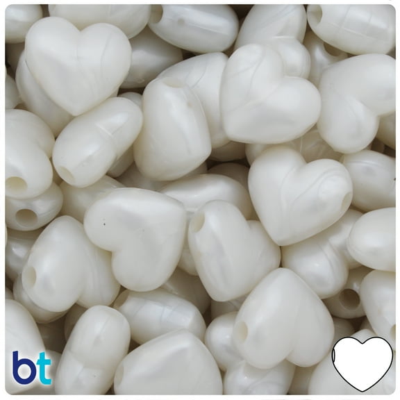 BeadTin Bridal Pearl 18mm Heart Pony Beads (24pcs)