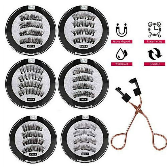 8D Quantum Magnetic Eyelashes with Soft Magnet Technology Beauty, Dual Natural Lash 0.2mm Ultra Thin Magnet, Reusable 3D Eyelashes with Auxiliary Eyelash Curler, Light Weight & Easy to Wear