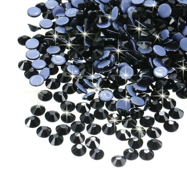 Uxcell Hotfix Rhinestones Flatback Crystal Glass Gems for Craft Clothes DIY Decoration Black 4.8mm