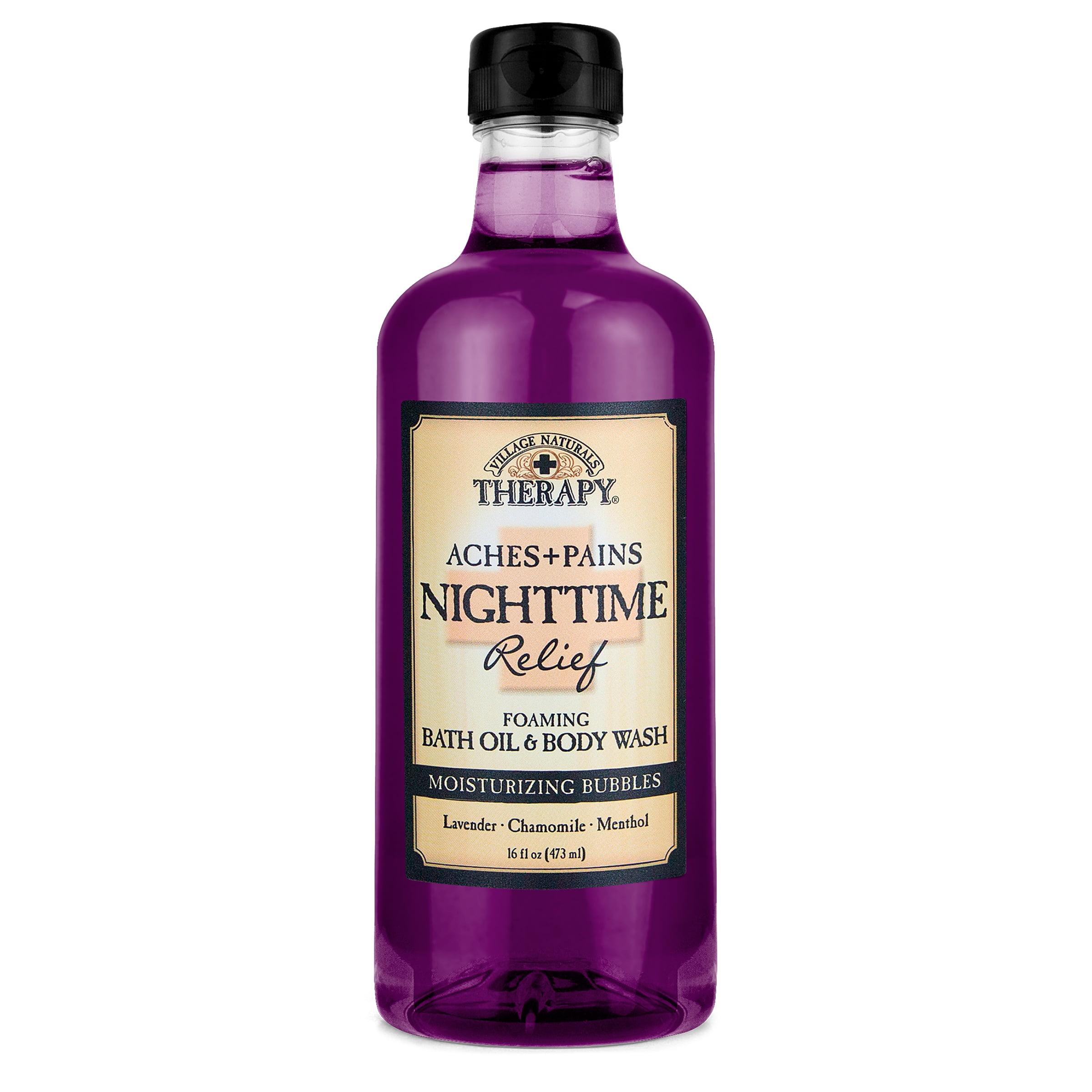 Village Naturals Therapy Aches & Pains Nighttime Relief Foaming Bath Oil & Body Wash 16 fl oz
