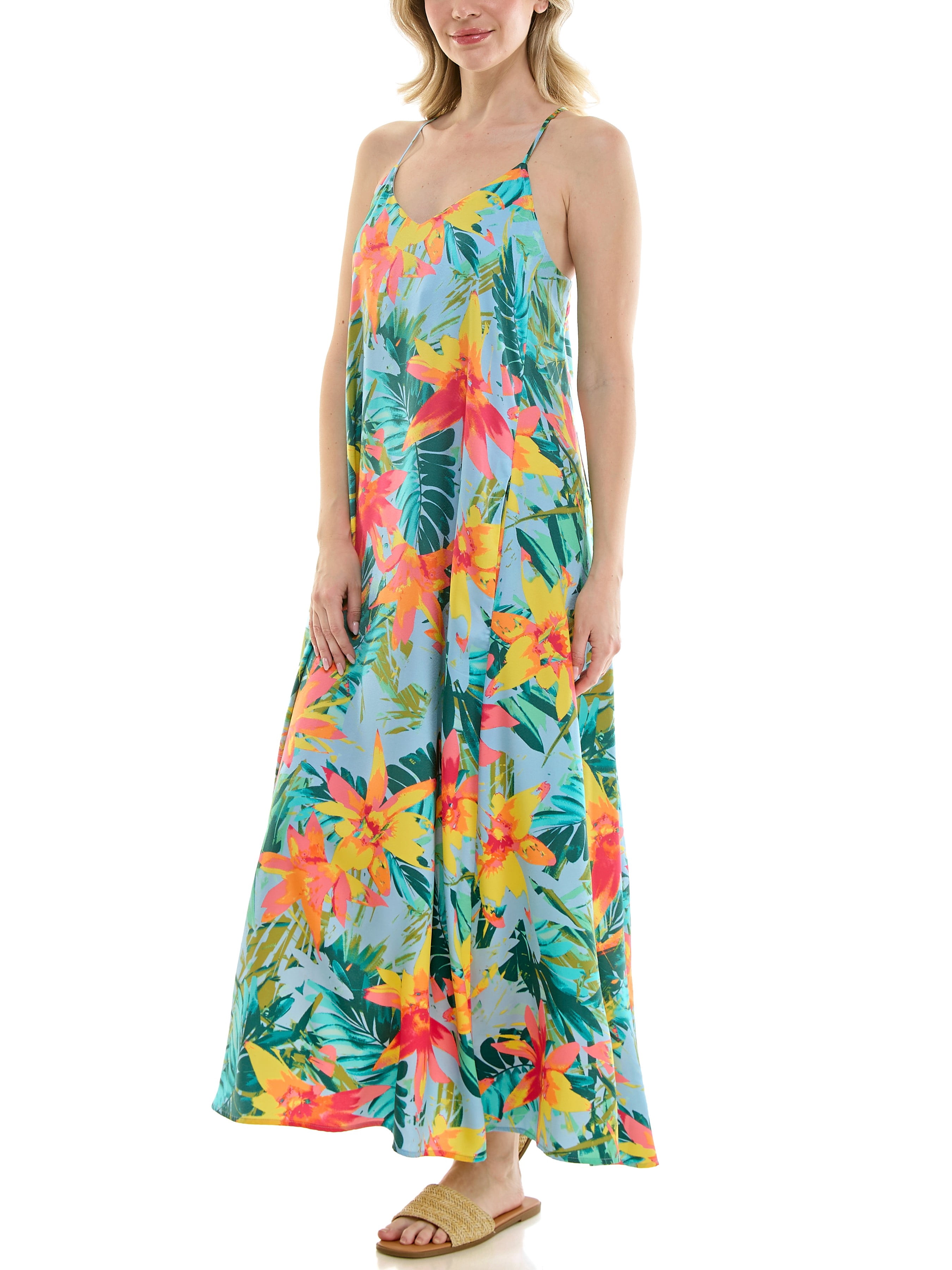 Nicole Miller Women's Maxi Slip Dress With Built In Bra, Sizes S-XL
