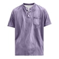 thumbnail image 6 of hotojiny Men's Henley Shirts Short Sleeve Button T-Shirt Vintage Tops Oversized Crew Neck Summer Shirt with Pocket Streetwear(Purple,Small), 6 of 6