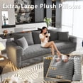 thumbnail image 6 of 82.7'' Oversized Corduroy Couch, Modular Sectional Sofa with 3 Ottomans, Sleeper Sofa Bed Full Size, Upholstered 3 Deep Seat L Shape Sofa, Convertible Cloud Couches for Living Room, Gray, 6 of 11