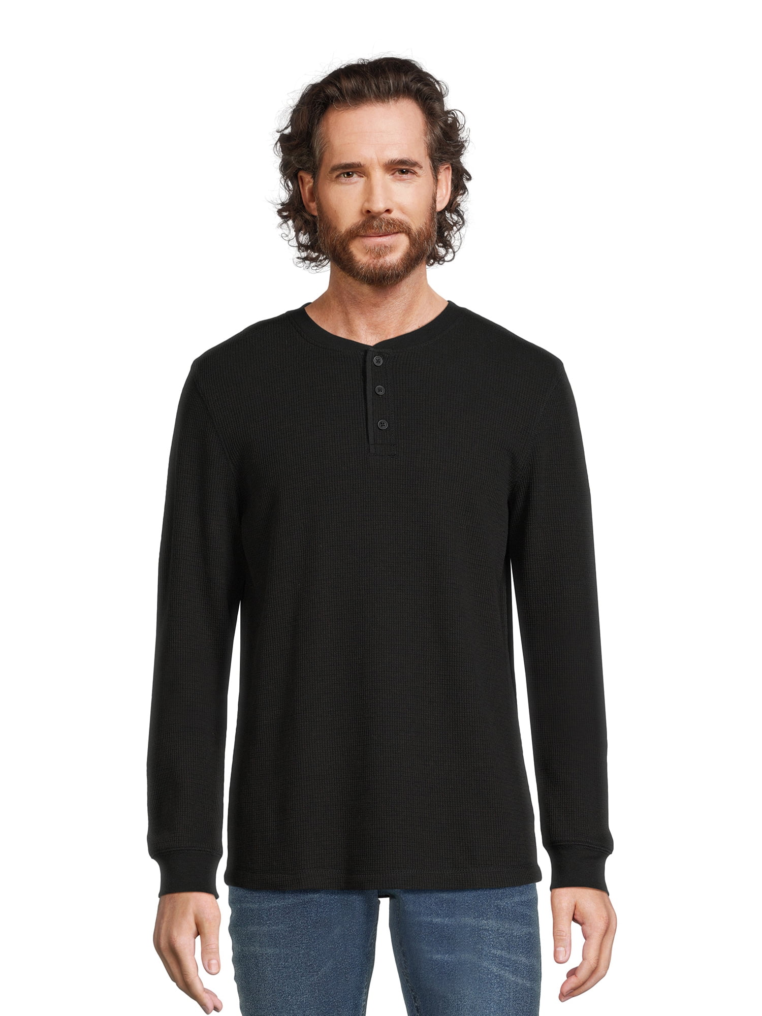 George Men's Long Sleeve Henley Shirt and Thermal Crewneck Tee, 2-Piece, Sizes XS-5XL