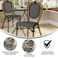 thumbnail image 4 of Merrick Lane Stacking Thonet French Bistro Style Chair, Black & White PE Rattan Seat, and Bamboo Finished Metal Frame for Indoor/Outdoor Use, 4 of 14