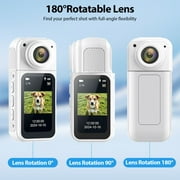 Mini Action Camera 64GB ,Thumb POV Portable Body Cam Wearable Video Recorder, Helmet Mount, Magnetic Sport DV for Cycling, Motorcycle ,Pet, Vlog (White)