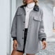 thumbnail image 4 of Abrigo de invierno de moda para mujer, abrigo cálido de manga larga con cremallera, cárdigan de solapa, gabardina de felpa, chaqueta Pompotops  qwe16333, 4 of 9