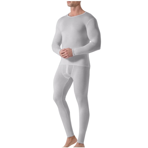 Conjuntos de ropa interior térmica para hombre, ropa interior y pantalones casuales de manga larga, de alta elasticidad, que mantienen el calor, de poliéster, tops y pantalones.