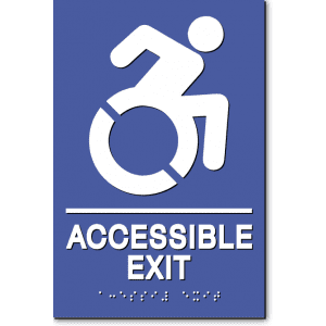 

ACCESSIBLE EXIT Speedy Wheelchair Sign - NY/CT-Blue / White (1 Unit)