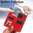 thumbnail image 5 of for iPhone 14 Pro Case with Card Slots, PU Leather Protective Shockproof Case with Ring Buckle, Magnetic Clasp Kickstand Cover for Women Men for iPhone 14 Pro - Red, 5 of 10
