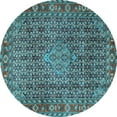 thumbnail image 1 of Ahgly Company Indoor Round Persian Light Blue Traditional Area Rugs, 5' Round, 1 of 4