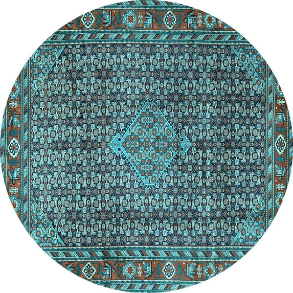Ahgly Company Indoor Round Persian Light Blue Traditional Area Rugs, 8' Round