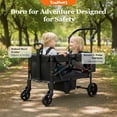 thumbnail image 3 of TouHeart Foldable Wagon Stroller for 2 Kids, Toddler stroller with Canopy&Adjustable push handle , 220 Lbs Capacity, Black, 3 of 13