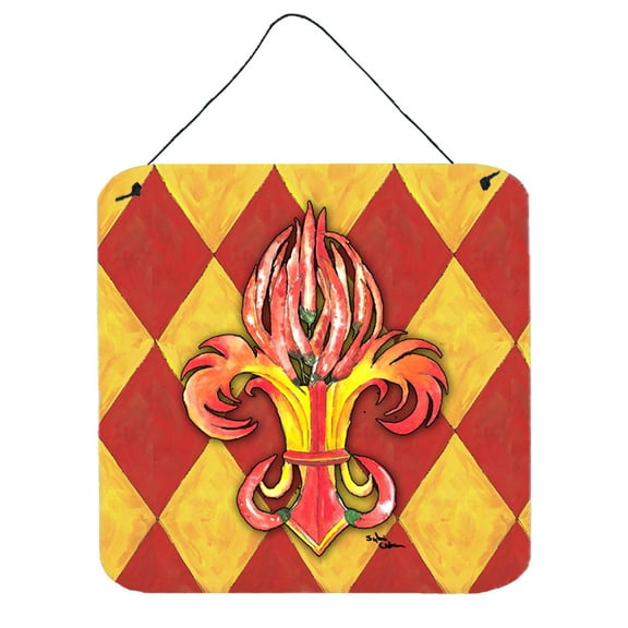 Carolines Treasures 8499DS66 Peppers Fleur de lis Wall or Door Hanging Prints 6HX6W multicolor
