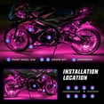 thumbnail image 5 of 8PCS Motorcycle RGB Led Light Kit Waterproof Multi Color Atmosphere Neon Accent APP and Remote Control Underbody Strips for Harley Davidson Honda Kawasaki Suzuki, 5 of 10