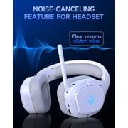 Captain 700 Pro 2.4GHz Wireless Gaming Headset for PS4/PS5/Switch/PC, Wireless gaming Headphones with Noise-Canceling Flip Mic, 3.5mm Wired Mode for Xbox Series,LED Light,White