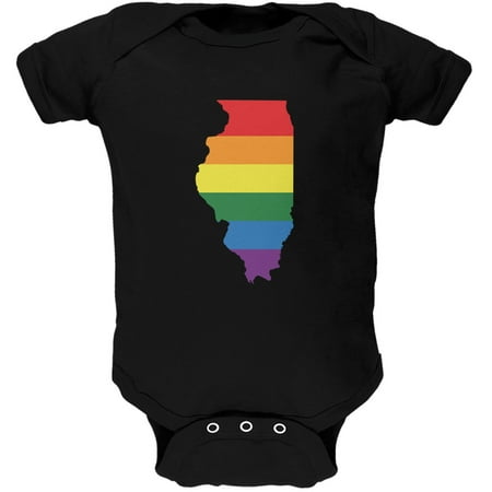 

Illinois LGBT Gay Pride Rainbow Black Soft Baby One Piece - 12-18 months
