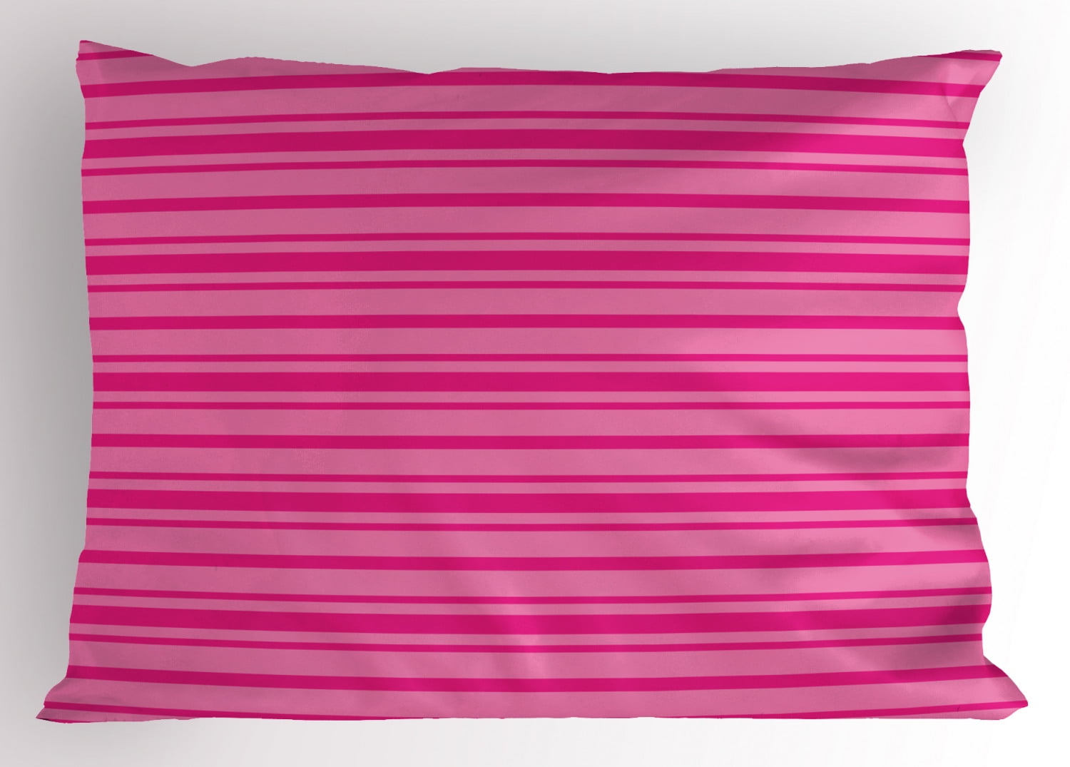 Hot Pink Pillow Sham Horizontal Bold and Thin Stripes in Pink Tones