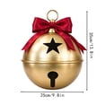 thumbnail image 3 of Luckky Oversized Gold Metal Christmas Jingle Bells, 14 x 10 Inch Giant Sleigh Bell Ornaments with Red Bow, Large Decorative Bells for Porch, Yard, Mantel, Indoor Outdoor Holiday Decor, Set Of 3, 3 of 7