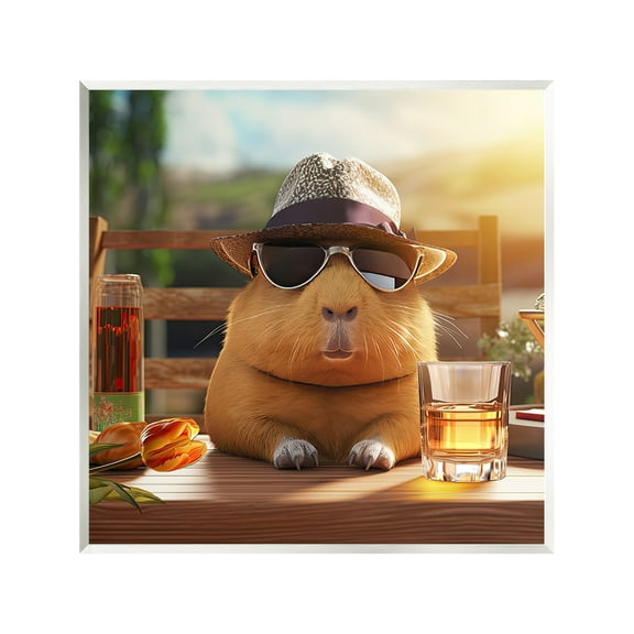 Stupell Industries Capybara & Summer Scenery Animals & Insects Painting Unframed Art Print Wall Art, 12 x 12