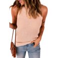 thumbnail image 4 of ABPHQTO Camiseta sin mangas de mujer de punto color caqui con cuello redondo, 4 of 5