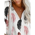 thumbnail image 3 of DYMADE Women Plus Size Casual V-Neck Elegant Lace Up Butterfly Sleeve Printed T-Shirt Top, 3 of 4