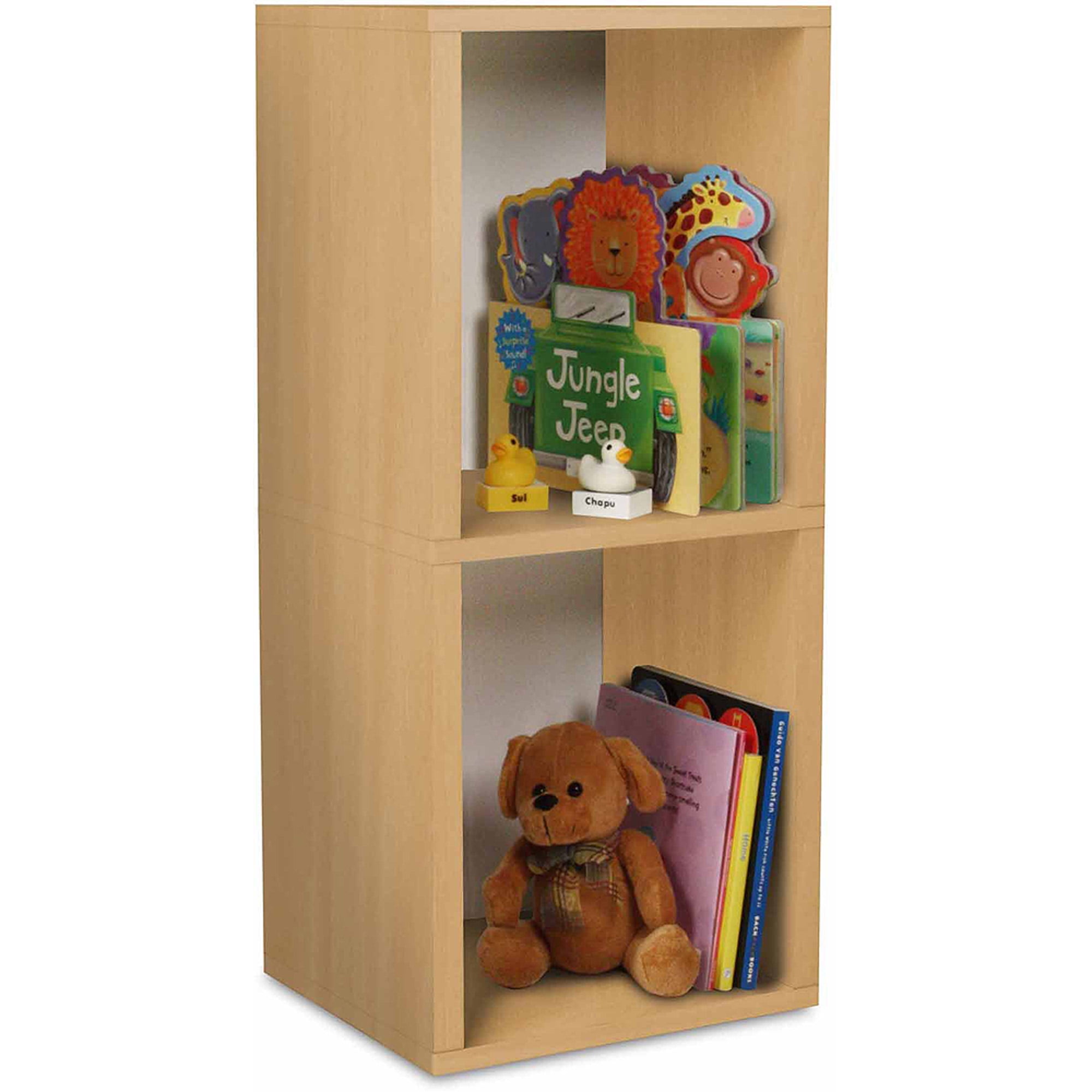 Way Basics Eco 2-Shelf Double Cube Plus Narrow Bookcase and Storage Shelf, Natural