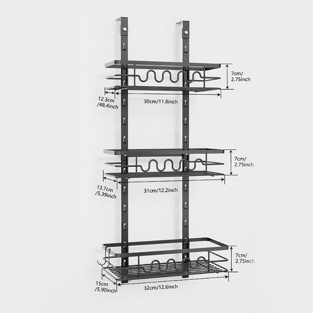 Over-The-Door Organizer, Multi-Layer Metal Hanging Storage Basket for Kitchen, Pantry & Bathroom