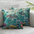 thumbnail image 3 of Chilfamy  Sea Travel Throw Pillow Cover,Underwater Diving Animals with Dolphin Killer Whale Starfish Pillow Cover Home Decoration for Sofa Bed Soft Pillowcases Women Men  White, 3 of 5