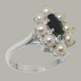 thumbnail image 2 of LBG British Made 14k White Gold Natural Sapphire & Cultured Pearl Womens Promise Ring - 33 size options - Size 4.5, 2 of 6