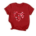 thumbnail image 1 of Wlynlyn Hauts de la Saint-Valentin pour Femmes Col Rond Manches Courtes Chemises Imprimé Cœur Haut d'Été Ample Décontracté Basique S, 1 of 3