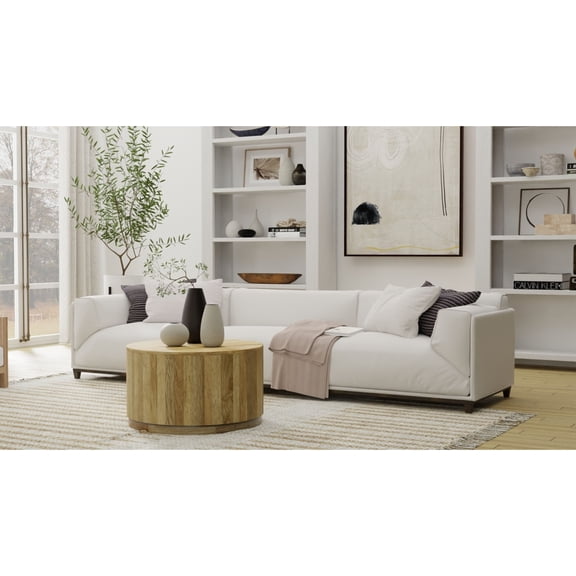 Contemporary Home Living Solid Round Wooden Coffee Table - 30" - Brown