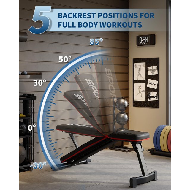 Ourlova Adjustable Weight Bench – 660 Lb Capacity, Compact Foldable Design