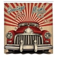 thumbnail image 2 of Ambesonne 1970s Shower Curtain, Stripes Retro Car and Words, 69"Wx75"L, Vermilion Cream Blue, 2 of 4