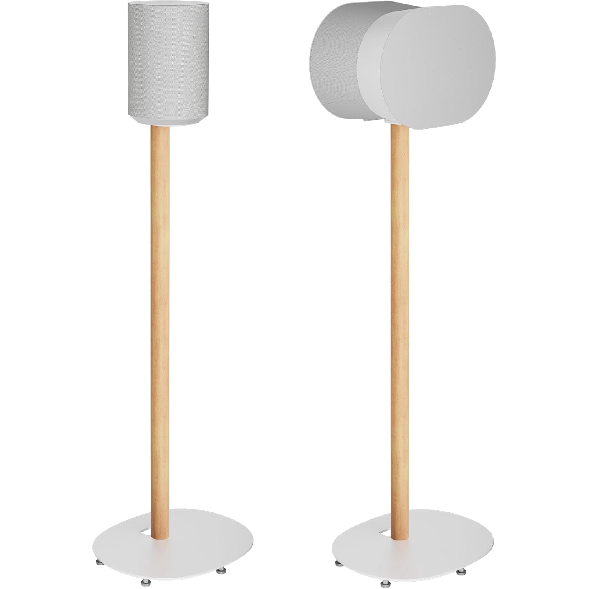 Speaker Stands Pair for SONOS Era 100 and Era 300,11LBS Capacity,30.6" Fixed Height Floor Stand with Cable Management,Large Base with Two Feet Avaliable,Wooden Speaker Mount,White