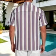 thumbnail image 6 of YUGYXL Men's Knit Shirts Short Sleeve Button Down Shirt Striped Casual Summer Beach Shirts Purple S, 6 of 6