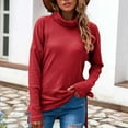 thumbnail image 2 of Viikei Womens Plus Sweaters Turtleneck Sweaters for Women Knitted Sweater Women Sweater Clearance for Women Fashion Solid Color High Collar Long Sleeves Socket Sweater Tops, 2 of 8