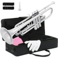 thumbnail image 2 of Bb Trumpet for Beginners - Silver, Includes Hard Case, 7C Mouthpiece, Cleaning Cloth & Gloves, 2 of 7