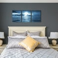 thumbnail image 3 of 3 Piece Canvas Wall Art for living room - blue sea view The moon Landscape - Modern Home Decor Room Stretched and Framed Ready to Hang - 12"x16"x3 Panels ocean, 3 of 6