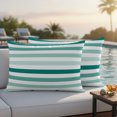 thumbnail image 2 of Outdoor Pillow Covers 20x12 Set of 2, Teal Ombre Grey Striped Waterproof Patio Throw Pillow Covers for Couch Sofa Chair, Farmhouse Stripe Modern Decorative Pillowcases for Throw Pillows, 2 of 9