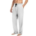 thumbnail image 5 of Mens Solid Color Pajama Pants, Lightweight Lounge Pj Bottoms for Men Soft Sleep Pants with Pockets & Drawstring, 5 of 6