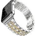 thumbnail image 2 of KOMI Solid Stainless Steel Band Compatible with Apple Watch 49mm 46mm 45mm 44mm 42mm 41mm 40mm 38mm, Metal Strap for iWatch Series Ultra/Ultra2/10/9/8/7/6/5/4/3/2/1 SE Women and Men Silver/Gold, 2 of 5