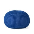 thumbnail image 2 of Noble House Abner Knitted Cotton Pouf, Royal, 2 of 7