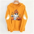 thumbnail image 3 of Women's Cute Ghost Graphic Sweatshirts Halloween Drawstring Hoodies Cozy Long Sleeve Pullover Tops with Kangaroo Pocket Fall Casual Party Wear, 3 of 6