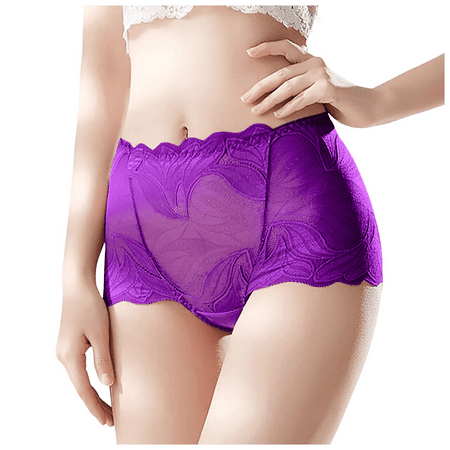 Meiodtion Underwear for Women Plus Size Cheeky Comfort Breathable Panties Sexy Cute Elastic Waist Seamless Panty Dark Purple L