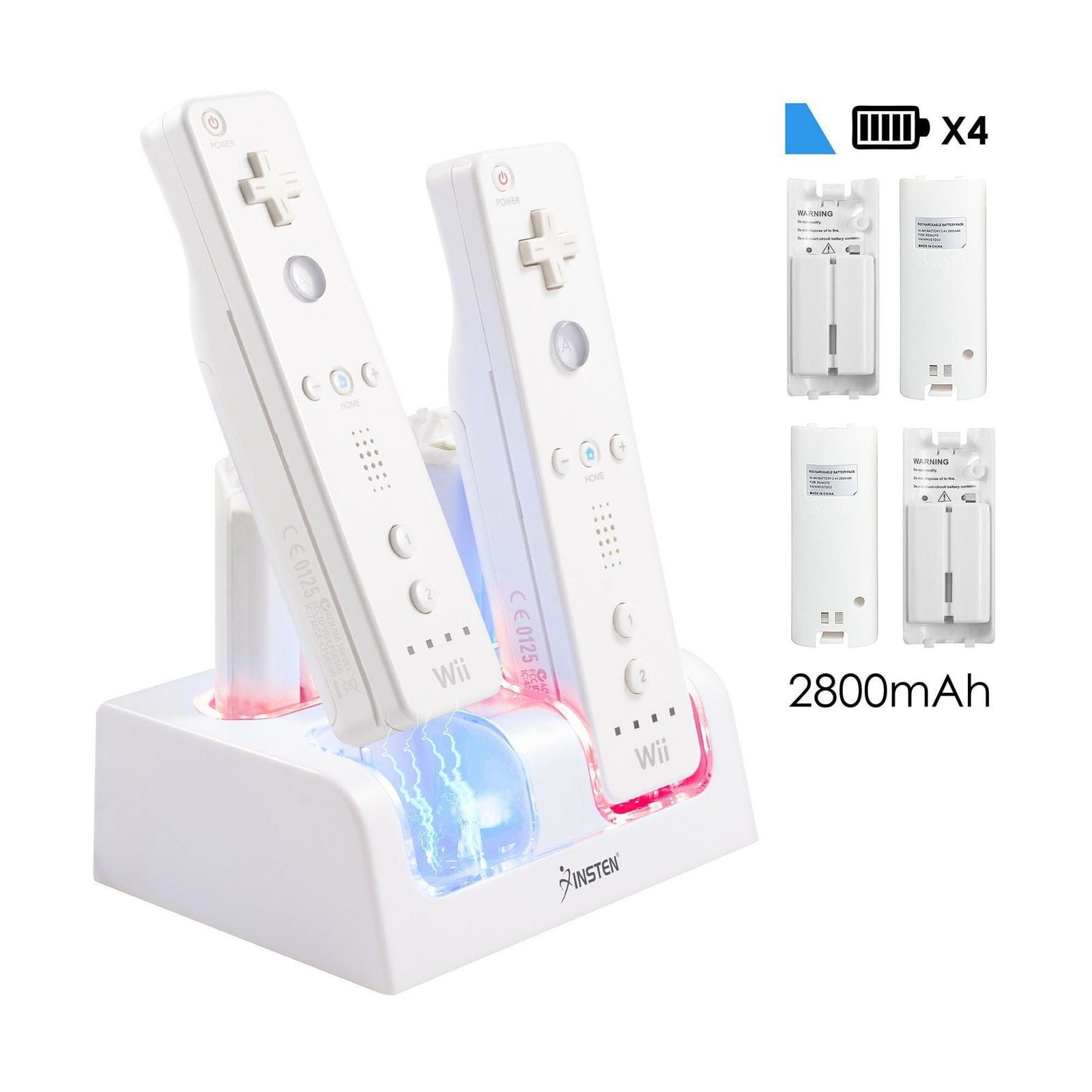 4 Port Remote Controller Battery Charger Charging Dock Station + 4  Rechargeable 2800mah Batteries For Nintendo Wii/wii U : Target