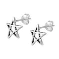 thumbnail image 3 of AeraVida Unique Uneven Star Sketch Outline Sterling Silver Stud Earrings for Female Adult, 3 of 5
